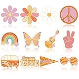 Colarr 60 Pcs Groovy Hippie Cutouts Retro Boho 60s 70s Party Decoration Cute Flower Rainbow Butterfly Daisy Bus Cutout for Classroom School Bulletin Board Birthday Party Wall Office Home Decor