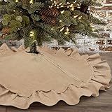 Sofevaim Spring Easter Burlap Tree Skirt with Ruffled Border, 30 inch Small Linen Burlap Christmas Tree Decorations, Fall Thanksgiving Boho Rustic Farmhouse Tree Ornaments for All Year Holiday Decor