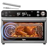 Typhur Sync Oven with Smart AI Wireless Meat Thermometer Probe, 12‑in‑1 Countertop Air Fryer Toaster Oven Combo, 360° Turbo Convection, Dehydrator, Recipe & 5 Accessories, Large 27QT, Stainless Steel