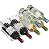 Lifewit Wine Rack for Fridge, Stackable Wine Bottle Holder with Sturdy Support Insert & Reinforced Design, Plastic Bottle Organizer for Refrigerator, Cabinet & Pantry, Clear, Holds 8 Bottles