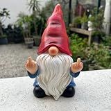 Middle Finger Gnome Statue 7.8in， Naughty Garden Gnome Statue Decoration and Lawn Ornament - Funny Garden Gnomes for Outdoor or Home Decor