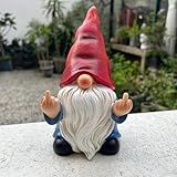 Generic Middle Finger Gnome Statue 7.8in， Naughty Garden Gnome Statue Decoration and Lawn Ornament - Funny Garden Gnomes for Outdoor or Home Decor, Red, WSH004