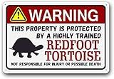 Eveokoki REDFOOT TORTOISE Sign,Funny Metal Signs Warning Sign Pet Gift, Exotic pet, Small Pet Tin Sign 8 X 12 Inches