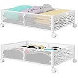 Under Bed Storage, Under the Bed Storage Containers with Wheels, Under Bed Shoe Storage Organizer Drawer for Bedroom Clothes Shoes Blankets -2Pack