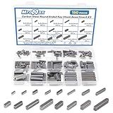 MroMax 150Pcs Round Ended Feather Key 16 Sizes Parallel Drive Shaft Keys Set Carbon Steel Key Stock Assortment Keyway for Golf Carts, Go Carts, Tablesaw Motor Pulley and Smaller Engines(8mm-30mm)