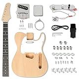 Ktaxon DIY Guitar Kit with Mahogany Body, Ebony Fingerboard and Maple Neck, 6 String DIY Electric Guitar Kit with Classic Design, Easy Installation & Full Equipment to Build Your Own Guitar (KTL)