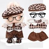 Doll Clothes for Labubu, Dolls Outfit Set for 15-17cm (6-6.7 inch) Dolls - Premium Handmade Costumes & Accessories | Gift for Any Occasions | Doll Not Included (Mocha Grey)