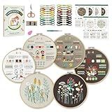CYANFOUR 6 Stage Embroidery Kit for Beginners Adults, Easy to Learn 38 Different Stitches from Instruction & Video, Needlepoint Kits for Adults with Stamped Embroidery Patterns.