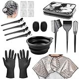 Xarchy 19 Pcs Professional Hair Bleach Kit Hair Coloring Products with Hair Dye Brush, Hair Color Bowl, Hairclips, Applicator, Earmuffs for Hair Highlighting and Hair Coloring at Home