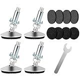 Tahikem 4 Set M10 Swivel Adjustable Leveling Feet, Heavy Duty Height Adjuster Furniture Leveler Foot with T Nut, Screw on Cabinet Table Chair Self Levelers Leg - 2" Base Dia & 2" Bolts Length - Silver