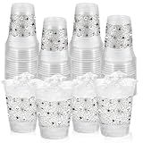 50 Pcs 12OZ Halloween Party Cups,Halloween Plastic Cups Party Decorations Clear Spider Web Skull Spider Printing Cups Juice Soda Beverage Birthdays Favors Supplies For Themed Birthdays Supplies