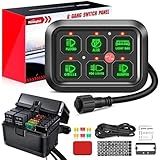 Nilight 6 Gang Switch Panel Universal Circuit Control Relay System with Fuse Wiring Harness Automatic Dimmable ON-Off LED Switch Pod for Cars Trucks Boats ATV UTV SUV, 2 Years Warranty