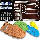 Sterile Sutures Thread with Needle Plus Tools: Extra Large Mixed Dissolvable and Non-Dissolvable Suture 47 Unit Set - Emergency Camping Hiking First Aid Demo, Surgical Wound Closure Training, Vet Use