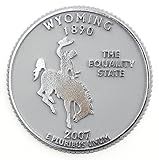 Wyoming State Quarter Magnet by Classic Magnets, 2.5" Diameter, Collectible 3D Rubber Vintage-Style Souvenirs and Gifts Made in The USA