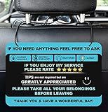 New 2 Pack Sign for Tips, Rating Taxi Driver Rideshare Tip Sign for Appreciated Rideshare Accessories Rate Me, 9x6 Inches