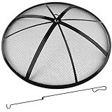 Fire Pit Spark Screen, Fire Pit Screen 36 Inch Round with Handle & Poker, Collapsible Heavy Duty Mesh Fire Pit Cover Fire Pit Lid for Outdoor/Patio/Backyard/RV Camping/Beach