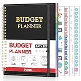 SUNEE Budget Planner - Monthly Budget Book with Expense Tracker Notebook, Undated 12 Month Bill Organizer & Finance Planner to Manage Your Money, A5(6.4" x 8.3") Account Book with Colorful Tab, Black