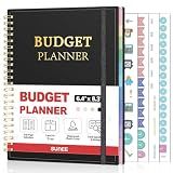 SUNEE Budget Planner - Monthly Budget Book with Expense Tracker Notebook, Undated 12 Month Bill Organizer & Finance Planner to Manage Your Money, A5(6.4" x 8.3") Account Book with Colorful Tab, Black
