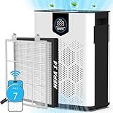 Smart Wifi Air Purifiers for Home Large Room Up to 3000 Ft², DAYETTE Air Cleaner with Washable Filters, Air Quality Monitor, 4 Fan & 22 dB Sleep Mode for Bedroom Living Room