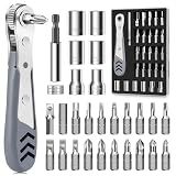 TUXIYA 30in1 Right Angle Screwdriver, 36-Tooth Mini Ratchet Wrench