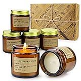 MOULENGGU 6 Pack Candles for Home Scented Aromatherapy Candle Gift Set for Women Soy Wax Long Lasting Amber Jar Candles Gift for Birthday Mother's Thanksgiving Day Present