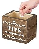 Uniclife Wooden Tip Jar for Bartenders, 6" x 4" x 5", Retro Tips Jar Tips Bucket, Money Coin Storage Container Cash Collection Box for Musicians Bars Restaurants, Donation Box
