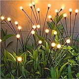 TONULAX Solar Garden Lights - Upgraded Solar Swaying Light, Sway by Wind, Outdoor Lights, Yard Patio Pathway Decoration, High Flexibility Iron Wire & Heavy Bulb Base, Warm White(2 Pack)