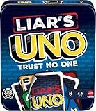 Mattel Games Liar’s UNO Card Game in Travel & Storage Tin for Adults, Kids, Families, Parties & Game Nights, Outwit Other Players with Bluffing & Trickery (Amazon Exclusive)