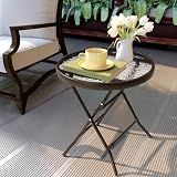 JOINHOM Outdoor Side Table - Small Patio End Table All Weather, Patio Furniture Sets and Outside Furniture for Pool, Balcony, Deck, Porch, Brown
