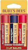 Burt's Bees Stocking Stuffers, Winter Wonders Lip Balm Set for Christmas Gifts, With Responsibily Sourced Beeswax, Natural Origin Lip Care, 3 Tubes, 0.15 oz.