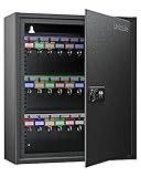 Uniclife 60 Position Key Cabinet Steel Security Storage Box with Combination & Key Lock, Resettable, Digital, Adjustable Racks, Colorful Labels & Hooks