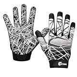 Cutters Football Gloves - Game Day Football Receiver Gloves with High Tack Silicone Grip, Superior Support and Protection - Black and White - Youth-Large
