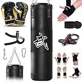 Mesetast Punching Bag for Adults, 4ft Heavy Boxing Bag Set with 12oz Boxing Gloves, MMA Karate Kickboxing Boxing Home Gym Martial Art - Unfilled