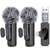 NICHOM Wireless Lavalier Microphone for iPhone iPad,MacBook,Mini Mic with Noise Reduction,Lightning Microphone for Video Vlog,TikTok,YouTube,Interviews,Live Streaming,2 Pack(for iPhone 14 and Below)