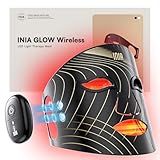 INIA Red Light Therapy Mask for Face, Glow Wireless LED Face Mask Light Therapy with Near-Infrared Red Light (NIR), Rechargeable and Ergonomic Design for Home & Travel