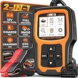 ANCEL AD410 PRO OBD2 Scanner and Battery Tester, 2-in-1 Car Diagnostic Tool, Check Engine Light, EVAP Test, Live Data, 12V Battery Analyzer with Cranking & Charging System Test for Car Motorcycle