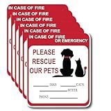 Adullpony in Case of Fire or Emergency Please Rescue Our Pets Stickers – Pet Alert Safety Stickers, 5x4 inch Pet Fire Rescue Signs for Car and Home Windows 6PCS