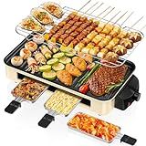 Electric Indoor Grill 1500W -2 in 1 Smokeless Indoor Grill for Kitchen with Non-stick Removable Grill & Griddle Plate,Temperature Control Korean BBQ Grill with 3 Cheese Pans Dishwasher Safe