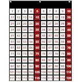 Essex Wares 120 Pocket Chart for Classroom - Hundreds Chart for Classroom for Dynamic Math Education - 1-120 Number Chart for Kids for Wall, 29" Wide x 27.5" Tall Counting Pocket Chart in Black