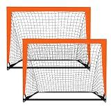 Theresduet 2 Pack 4’ x 3’ Size Portable Kid Soccer Goals for Backyard, Indoor and Outdoor Pop Up Soccer Goals, Orange, Theresduet