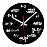 Timelike Unique Wall Clock - Modern Design Novelty Equation Clock - Each Hour Marked by a Simple Math Equation (Black)