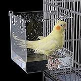 GURECOD Hanging Bird Bath Cube Bird Bathtub Bath Shower Box Bowl Cage Accessory for Little Bird Canary Budgerigar Parrots Crested Myna Cockatiel Lovebird Parakeet Bath (Small)