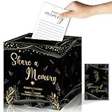 Braveriky 50Pcs Share a Memory Cards, Memory Box for Guest Ideas Celebration of Life Funeral Graduation Retirement Wedding Bridal Shower Birthday Anniversary, Black