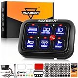 Auxbeam 6 Gang Switch Panel BC60, Universal Circuit Control Relay System Box with Automatic Dimmable On-Off LED Switch Pod Touch Switch Box for Car Pickup Truck UTV ATV Boat, 3 Years Warranty, Blue