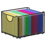 EasyPAG Hanging File Folders Organizer, Black Mesh Filing Crate, Stackable File Folder Storage Box, Desktop Document Holder for Letter Size Papers