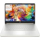 HP Touchscreen Laptop Computer for Student Home Study, 1-Year Office 365, Intel Processor, 14 inch Display, WiFi 6, Bluetooth, Webcam, Type-C, HDMI, Pale Gold, Windows 11 Home in S Mode