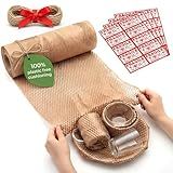 Nexthom Honeycomb Packing Paper,15" W x 75' L – Eco-Friendly Recyclable Cushioning Wrap Roll for Moving & Shipping Packing Materials, Bubble Wrap Alternative with Rope, Ribbon & 40 Fragile Stickers