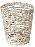 Kouboo La Jolla Rattan Mesh Waste Basket – Round Trash Can for Bathroom, Bedroom, Office – Boho Wicker, Bathroom Storage, Small Garbage Bin for Home Decor & Storage Basket, White Wash