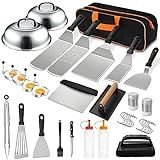 EWFEN 35PCS Griddle Accessories Kit, Flat Top Grill Accessories Set for Blackstone and Camp Chef, Grill Spatula Set with Enlarged Spatulas, Basting Cover, Scraper for Outdoor Barbecue