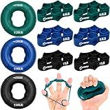 FitBeast Hand Grip Strengthener, Finger Exerciser, Forearm Strengthener Kit - 9 Pack, Targeted Hand & Forearm Strength, Relief & Recovery Kit (Deep Blue)